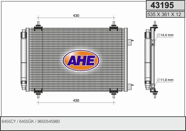 AHE 43195 Радиатор кондиционера (Конденсатор) 43195: Отличная цена - Купить в Польше на 2407.PL!