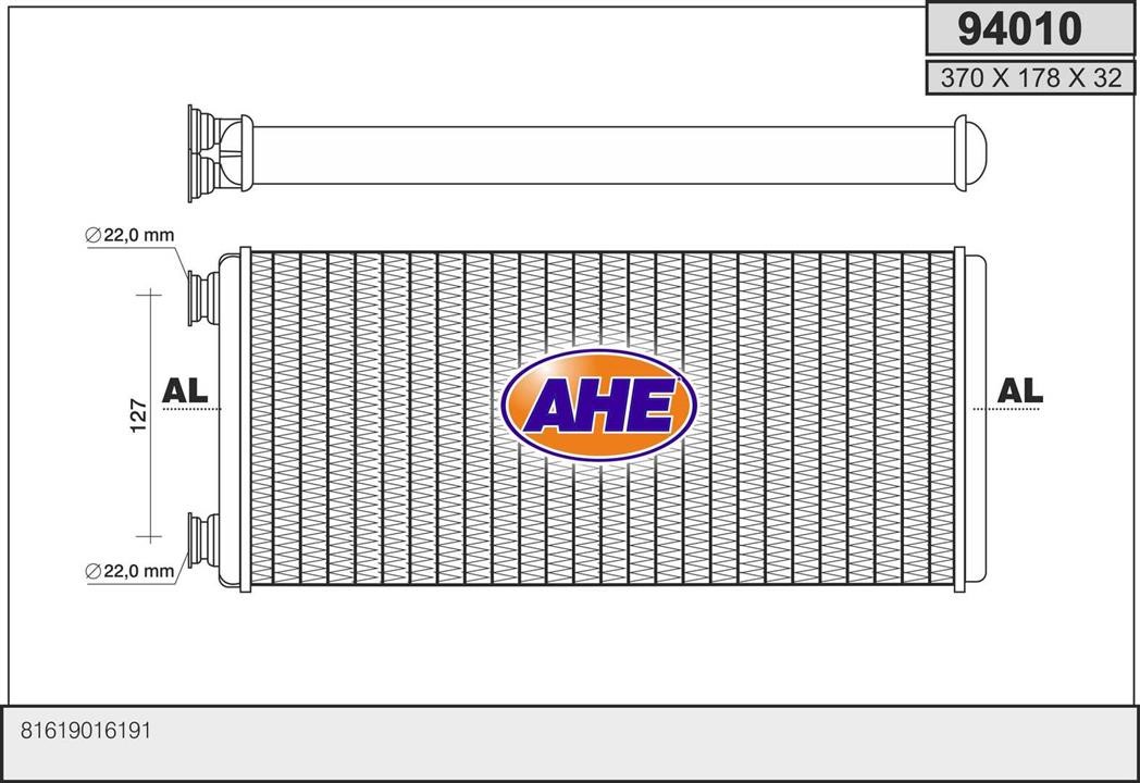 AHE 94010 Теплообмінник, система опалення салону 94010: Приваблива ціна - Купити у Польщі на 2407.PL!