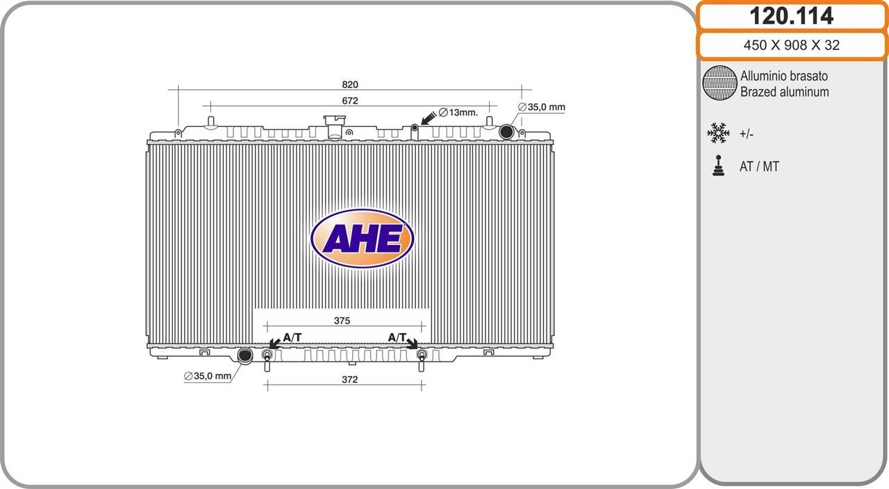 AHE 120.114 Radiator, engine cooling 120114: Buy near me in Poland at 2407.PL - Good price!