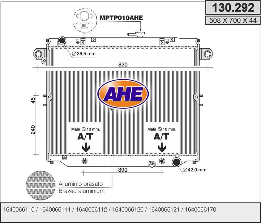 AHE 130.292 Radiator, engine cooling 130292: Buy near me in Poland at 2407.PL - Good price!