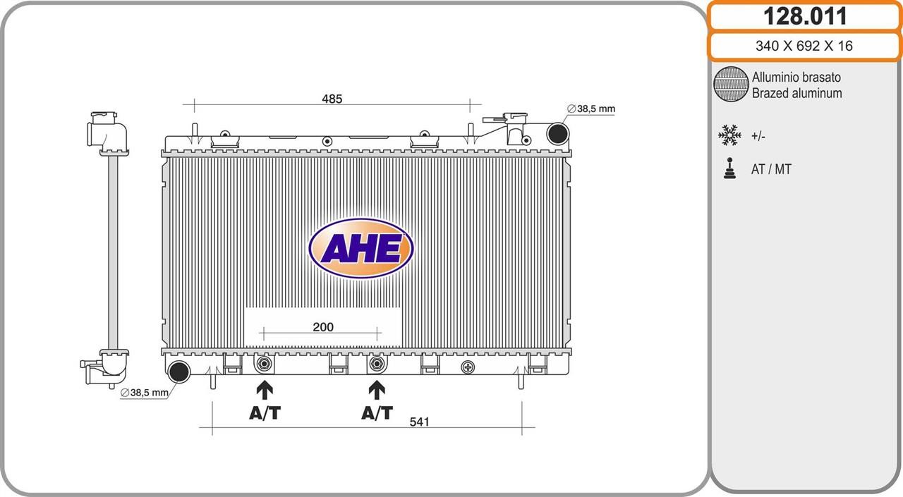AHE 128.011 Radiator, engine cooling 128011: Buy near me in Poland at 2407.PL - Good price!