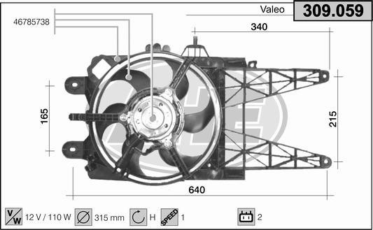 AHE 309.059 Вентилятор, система охолодження двигуна 309059: Приваблива ціна - Купити у Польщі на 2407.PL!