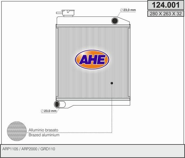 AHE 124.001 Radiator, engine cooling 124001: Buy near me in Poland at 2407.PL - Good price!