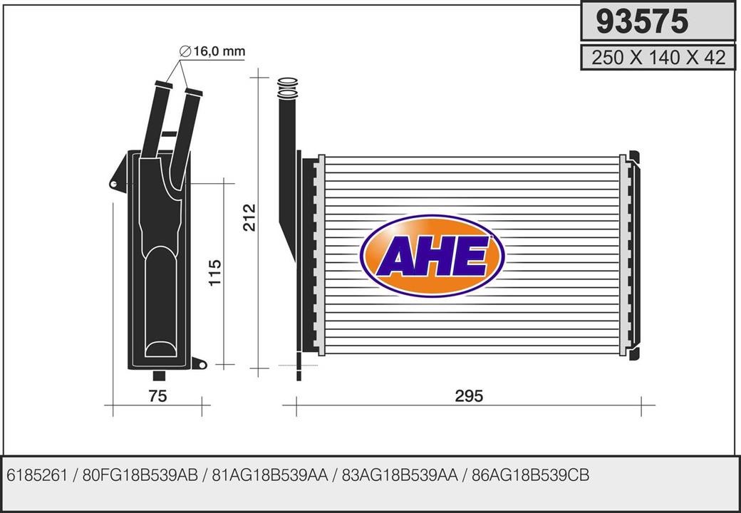 AHE 93575 Теплообмінник, система опалення салону 93575: Приваблива ціна - Купити у Польщі на 2407.PL!