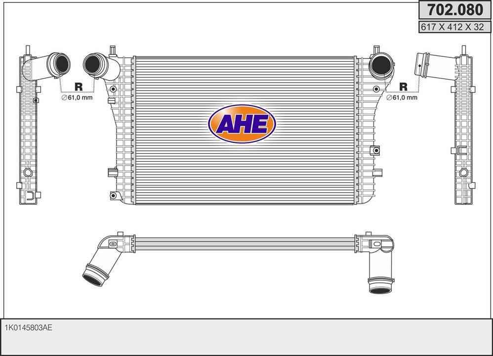 AHE 702.080 Intercooler, charger 702080: Buy near me in Poland at 2407.PL - Good price!