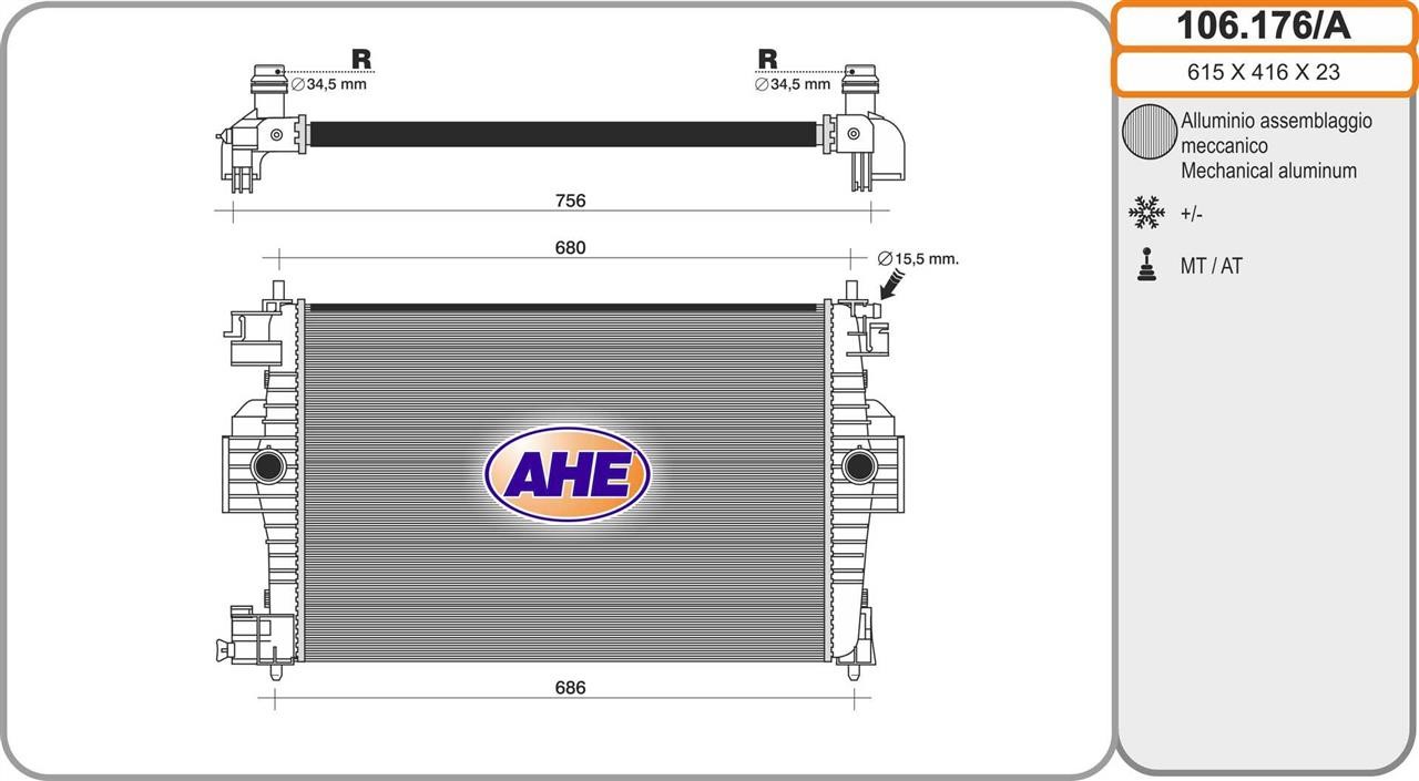 AHE 106.176/A Радіатор, система охолодження двигуна 106176A: Приваблива ціна - Купити у Польщі на 2407.PL!
