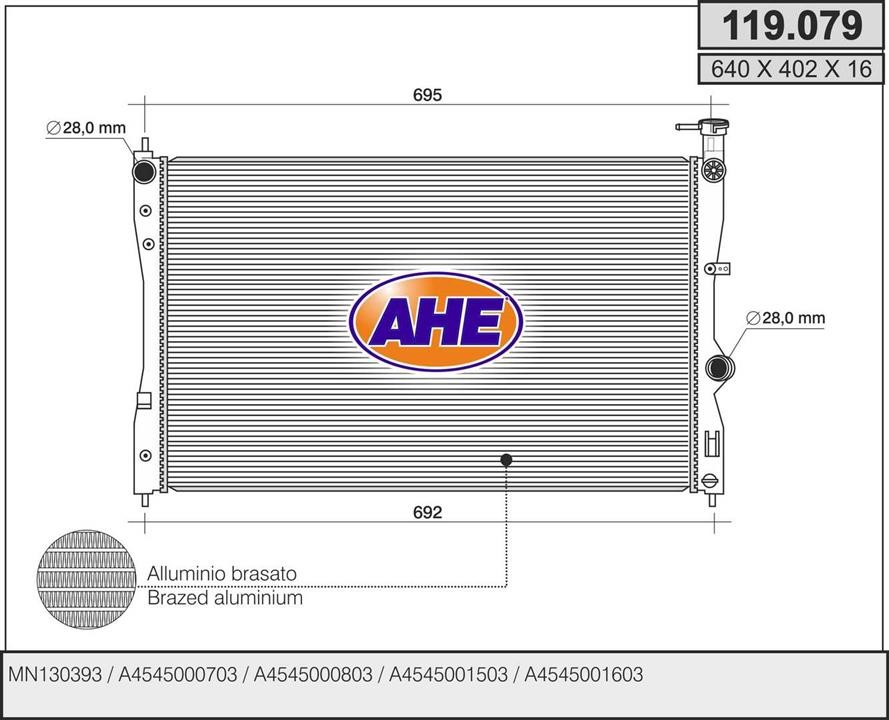 AHE 119.079 Radiator, engine cooling 119079: Buy near me in Poland at 2407.PL - Good price!