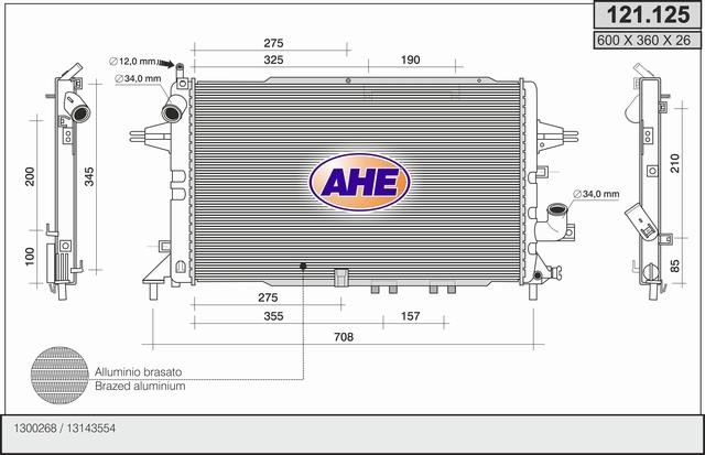 AHE 121.125 Radiator, engine cooling 121125: Buy near me in Poland at 2407.PL - Good price!