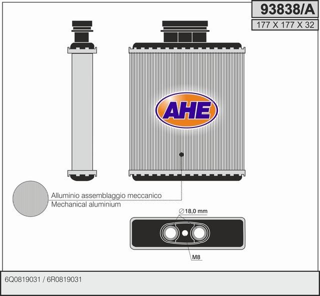 AHE 93838/A Heat exchanger, interior heating 93838A: Buy near me in Poland at 2407.PL - Good price!