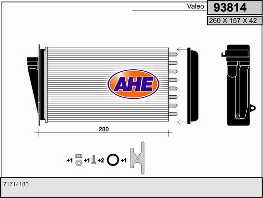 AHE 93814 Радиатор отопителя салона 93814: Отличная цена - Купить в Польше на 2407.PL!
