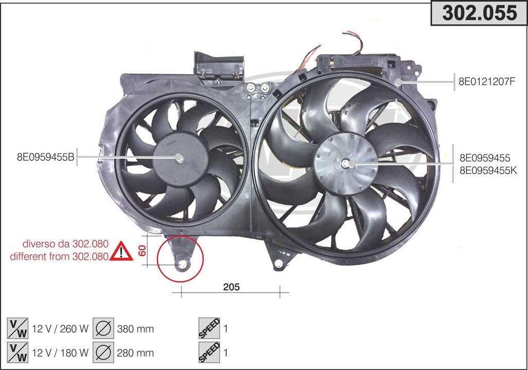AHE 302.055 Вентилятор, система охолодження двигуна 302055: Приваблива ціна - Купити у Польщі на 2407.PL!