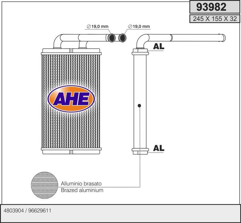 AHE 93982 Heat Exchanger, interior heating 93982: Buy near me at 2407.PL in Poland at an Affordable price!