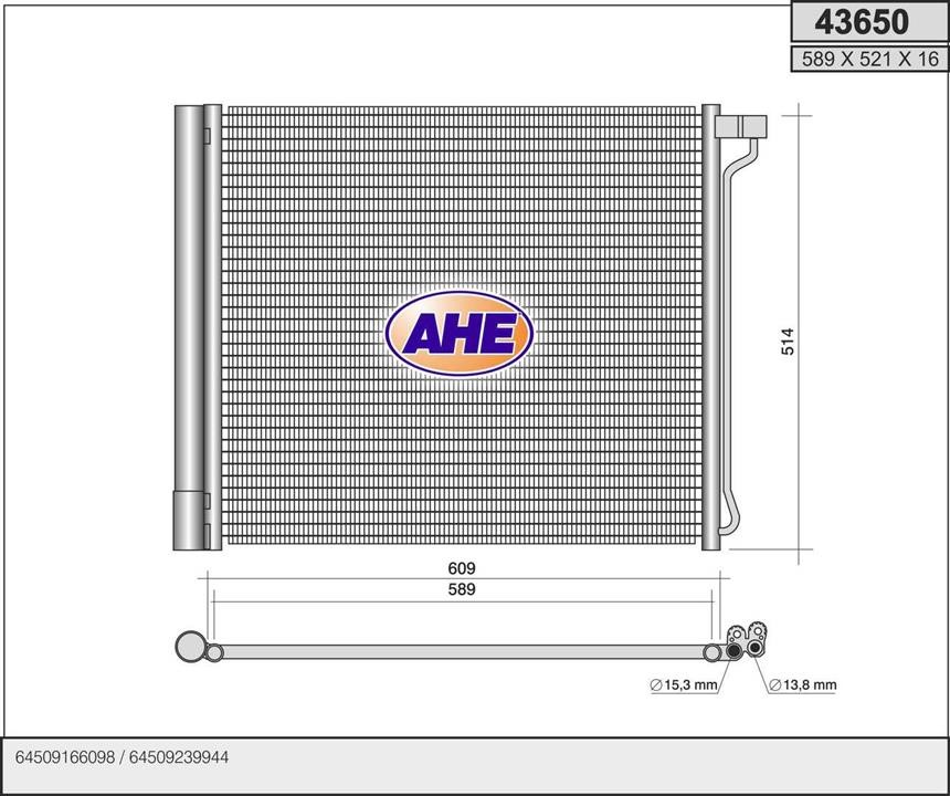 AHE 43650 Радиатор кондиционера (Конденсатор) 43650: Отличная цена - Купить в Польше на 2407.PL!