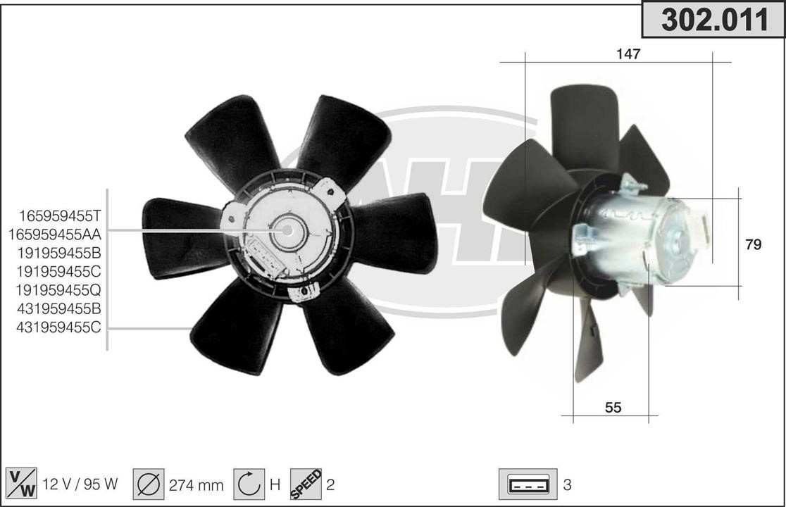 AHE 302.011 Fan, radiator 302011: Buy near me in Poland at 2407.PL - Good price!