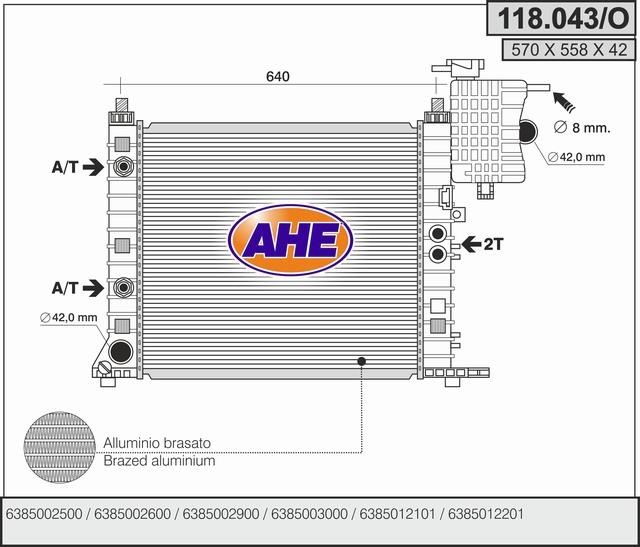 AHE 118.043/O Radiator, engine cooling 118043O: Buy near me in Poland at 2407.PL - Good price!