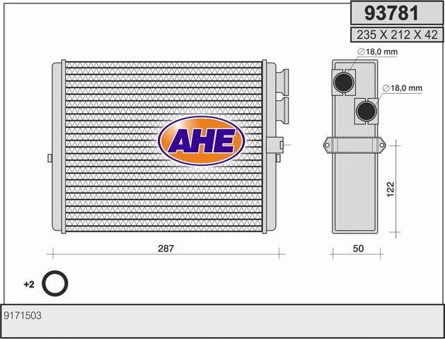 AHE 93781 Радиатор отопителя салона 93781: Отличная цена - Купить в Польше на 2407.PL!