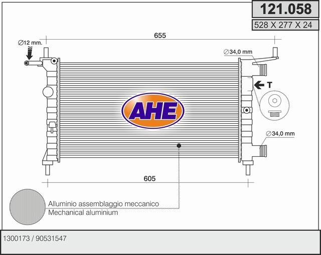 AHE 121.058 Radiator, engine cooling 121058: Buy near me in Poland at 2407.PL - Good price!
