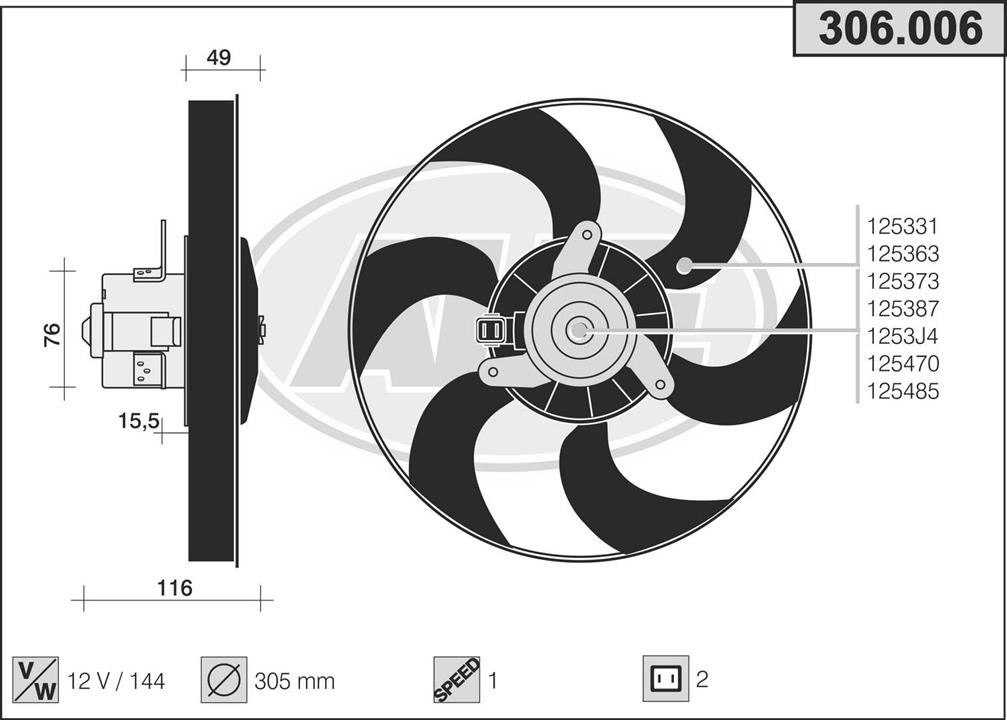 AHE 306.006 Fan, radiator 306006: Buy near me in Poland at 2407.PL - Good price!