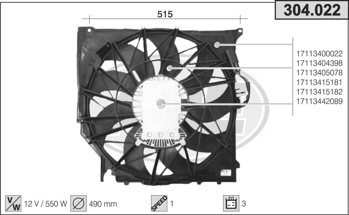 AHE 304.022 Fan, radiator 304022: Buy near me in Poland at 2407.PL - Good price!