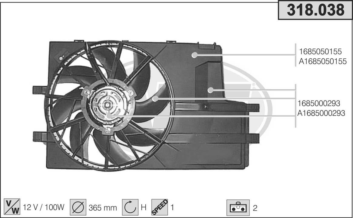 AHE 318.038 Вентилятор, система охолодження двигуна 318038: Приваблива ціна - Купити у Польщі на 2407.PL!