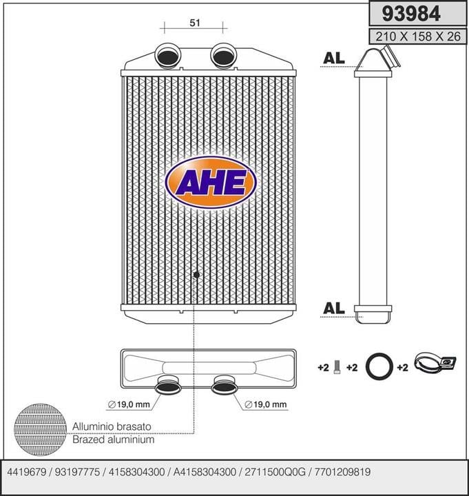 AHE 93984 Теплообмінник, система опалення салону 93984: Приваблива ціна - Купити у Польщі на 2407.PL!