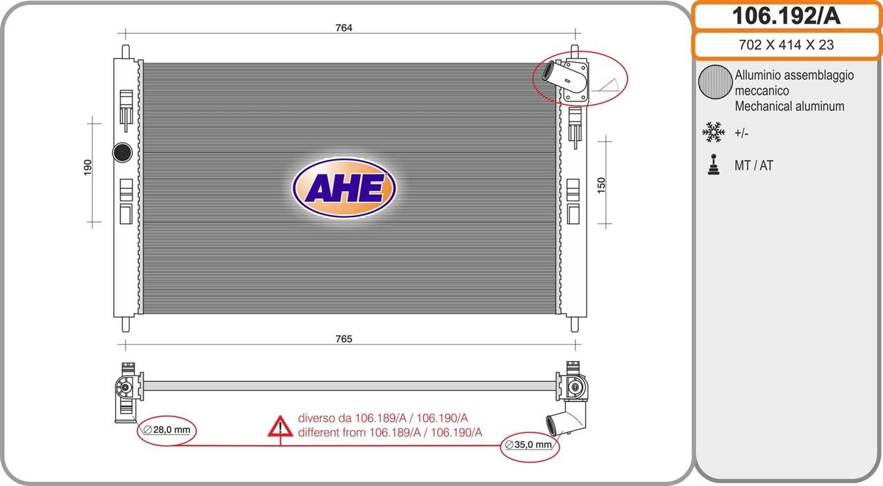 AHE 106.192/A Kühler, Motorkühlung 106192A: Kaufen Sie zu einem guten Preis in Polen bei 2407.PL!