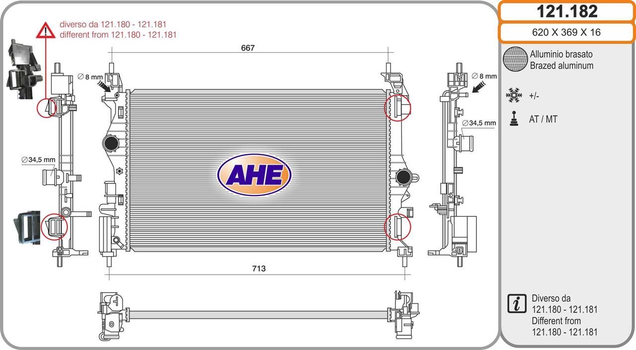 AHE 121.182 Radiator, engine cooling 121182: Buy near me in Poland at 2407.PL - Good price!