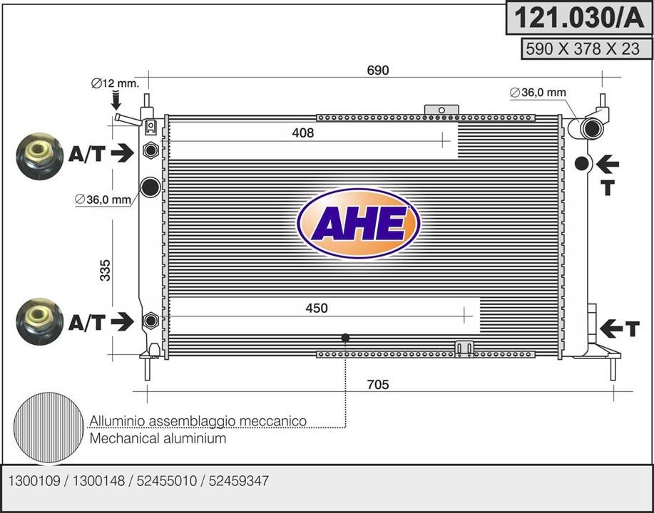 AHE 121.030/A Radiator, engine cooling 121030A: Buy near me in Poland at 2407.PL - Good price!