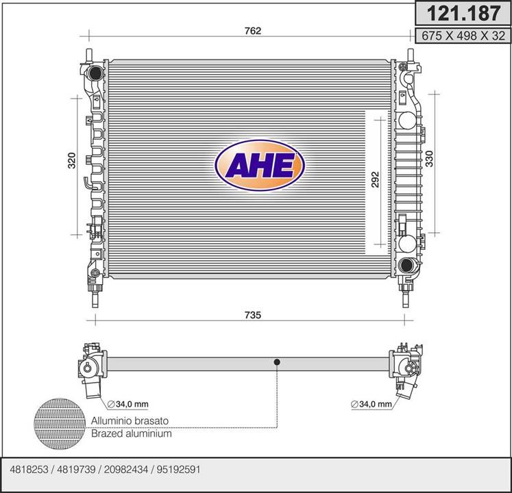 AHE 121.187 Radiator, engine cooling 121187: Buy near me in Poland at 2407.PL - Good price!