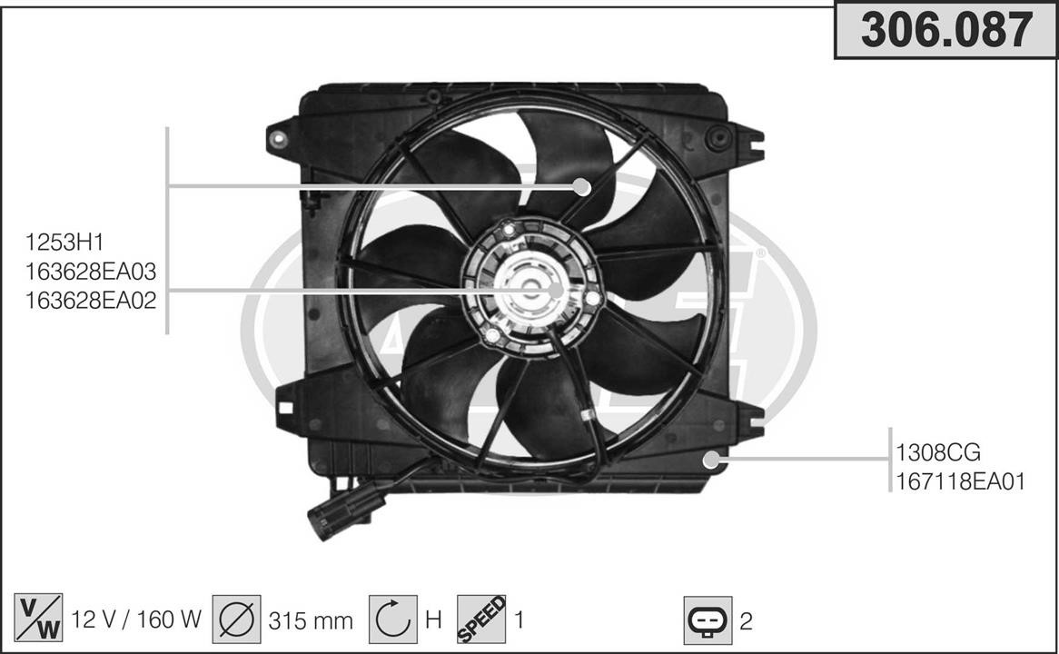 AHE 306.087 Вентилятор, система охолодження двигуна 306087: Приваблива ціна - Купити у Польщі на 2407.PL!