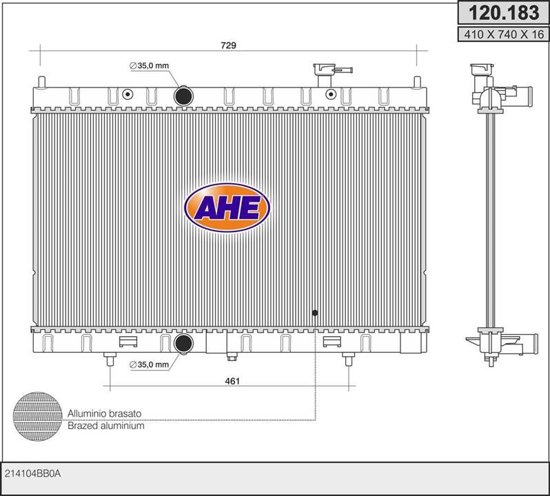 AHE 120.183 Radiator, engine cooling 120183: Buy near me in Poland at 2407.PL - Good price!