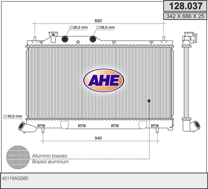 AHE 128.037 Radiator, engine cooling 128037: Buy near me in Poland at 2407.PL - Good price!