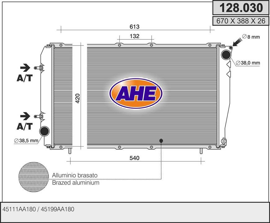 AHE 128030 Радіатор охолодження двигуна 128030: Приваблива ціна - Купити у Польщі на 2407.PL!
