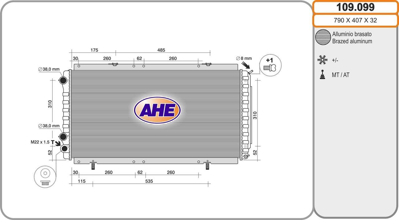 AHE 109.099 Radiator, engine cooling 109099: Buy near me in Poland at 2407.PL - Good price!