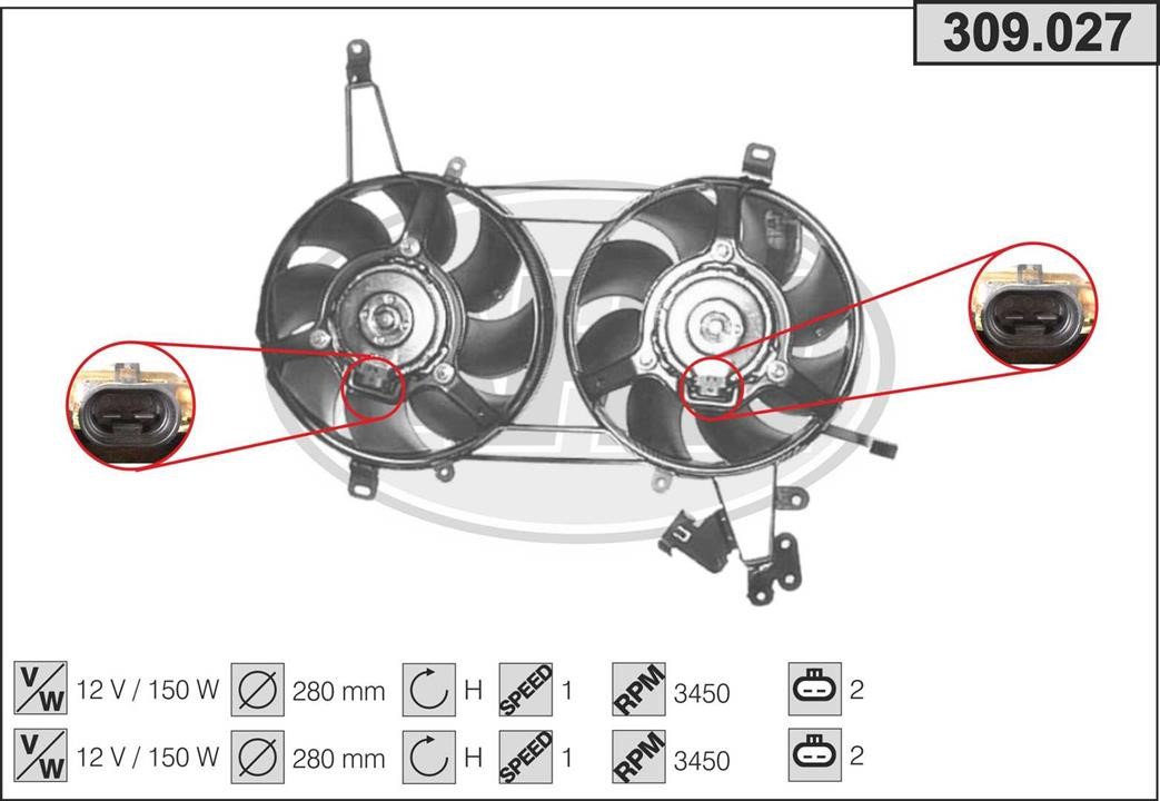 AHE 309.027 Вентилятор, система охолодження двигуна 309027: Приваблива ціна - Купити у Польщі на 2407.PL!