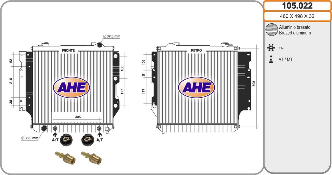 AHE 105.022 Radiator, engine cooling 105022: Buy near me in Poland at 2407.PL - Good price!