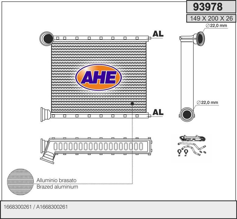 AHE 93978 Heat Exchanger, interior heating 93978: Buy near me in Poland at 2407.PL - Good price!