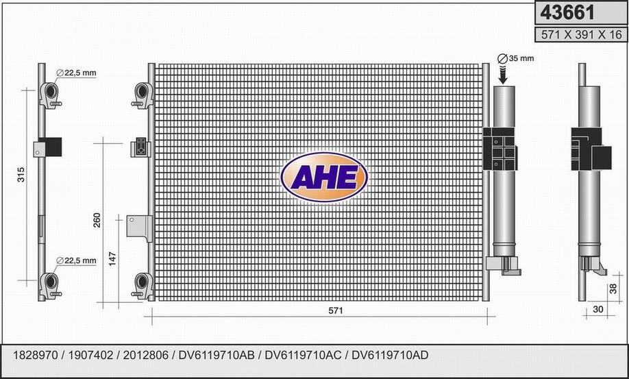 AHE 43661 Condenser 43661: Buy near me in Poland at 2407.PL - Good price!