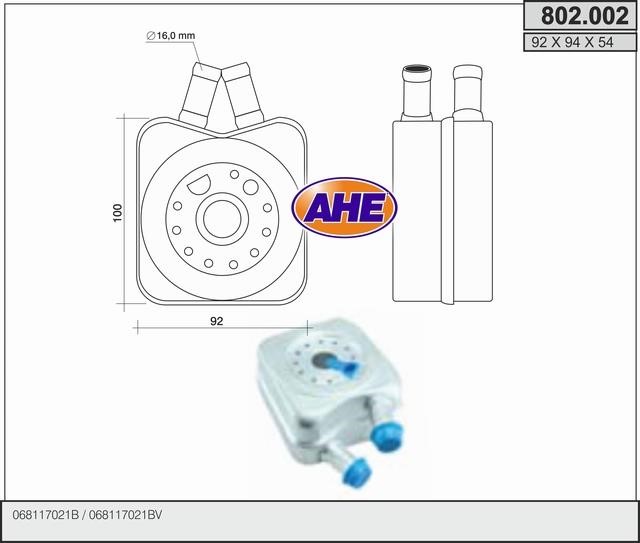 AHE 802.002 Oil Cooler, engine oil 802002: Buy near me in Poland at 2407.PL - Good price!