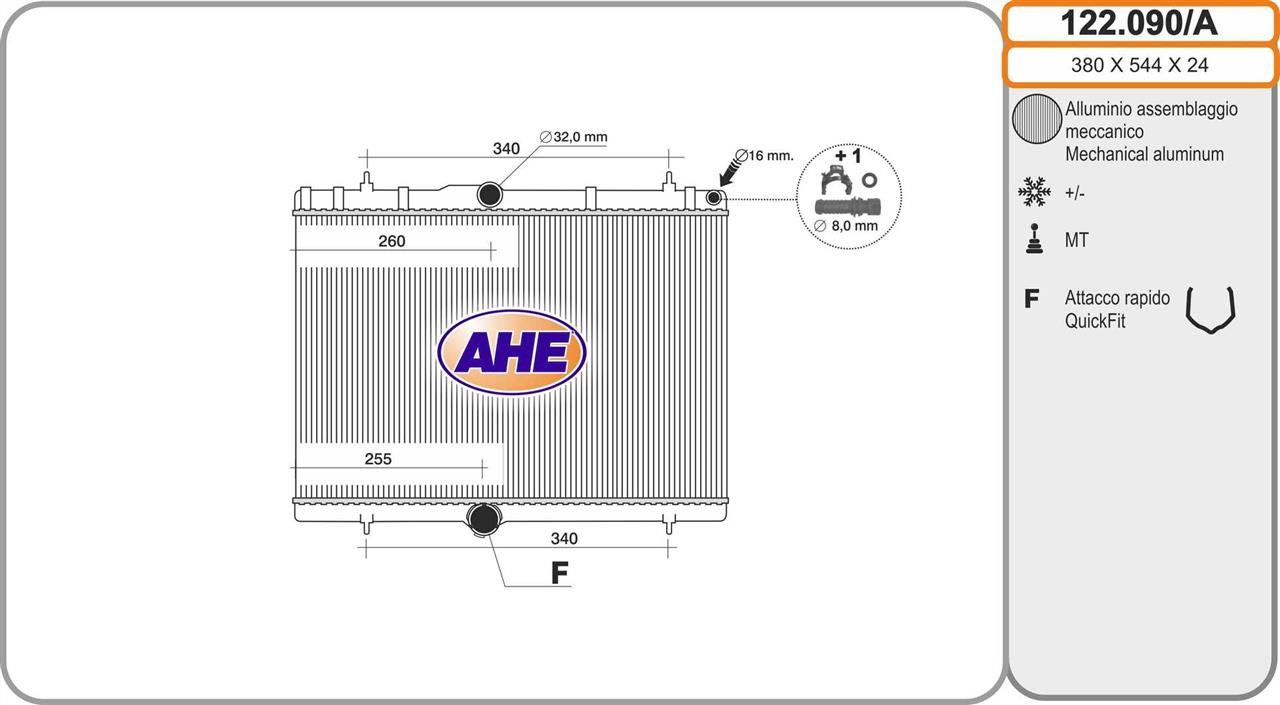 AHE 122.090/A Radiator, engine cooling 122090A: Buy near me in Poland at 2407.PL - Good price!