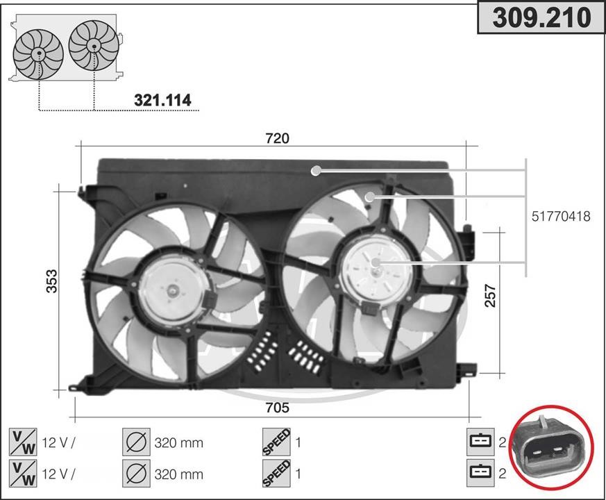 AHE 309.210 Fan, radiator 309210: Buy near me in Poland at 2407.PL - Good price!