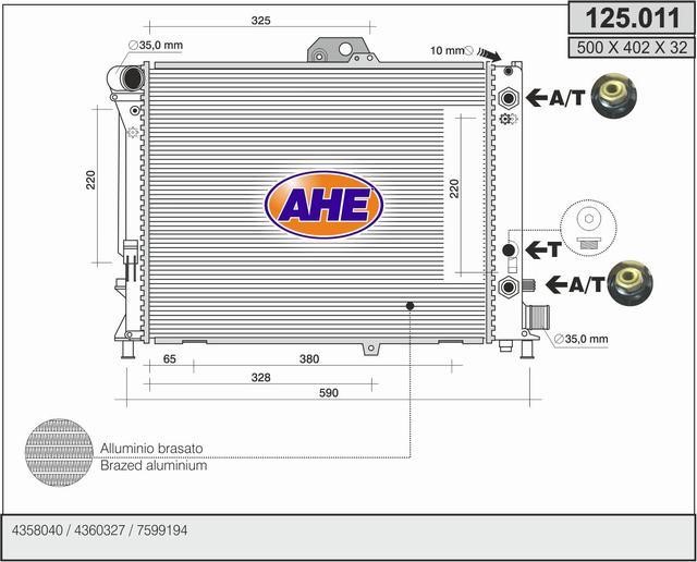 AHE 125.011 Radiator, engine cooling 125011: Buy near me in Poland at 2407.PL - Good price!