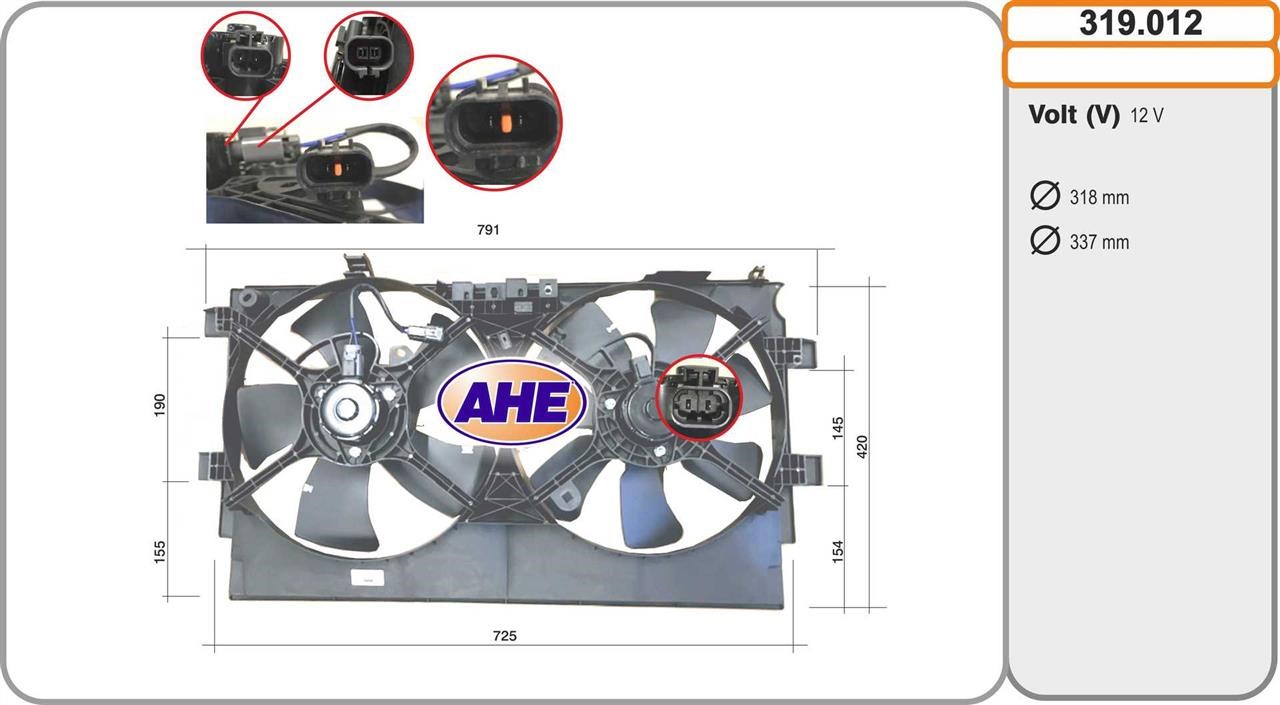 AHE 319.012 Вентилятор, система охолодження двигуна 319012: Приваблива ціна - Купити у Польщі на 2407.PL!