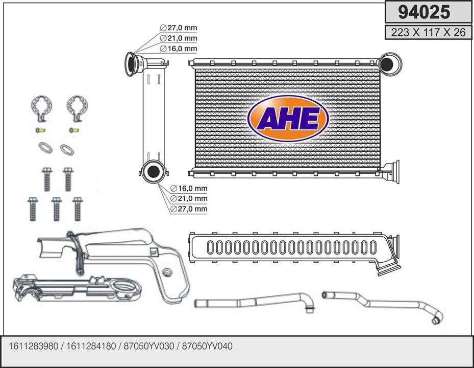 AHE 94025 Heat Exchanger, interior heating 94025: Buy near me in Poland at 2407.PL - Good price!