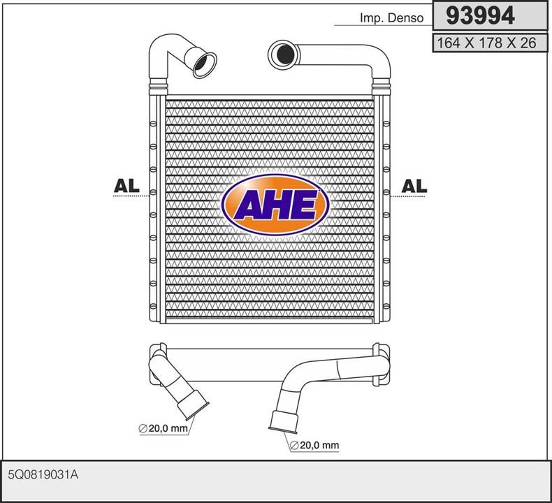 AHE 93994 Теплообмінник, система опалення салону 93994: Приваблива ціна - Купити у Польщі на 2407.PL!