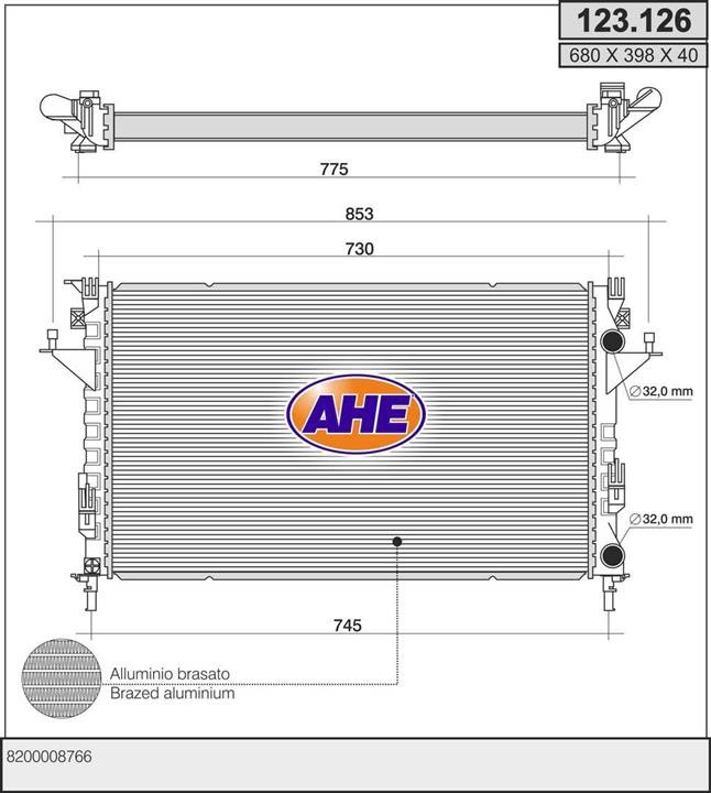 AHE 123.126 Radiator, engine cooling 123126: Buy near me in Poland at 2407.PL - Good price!