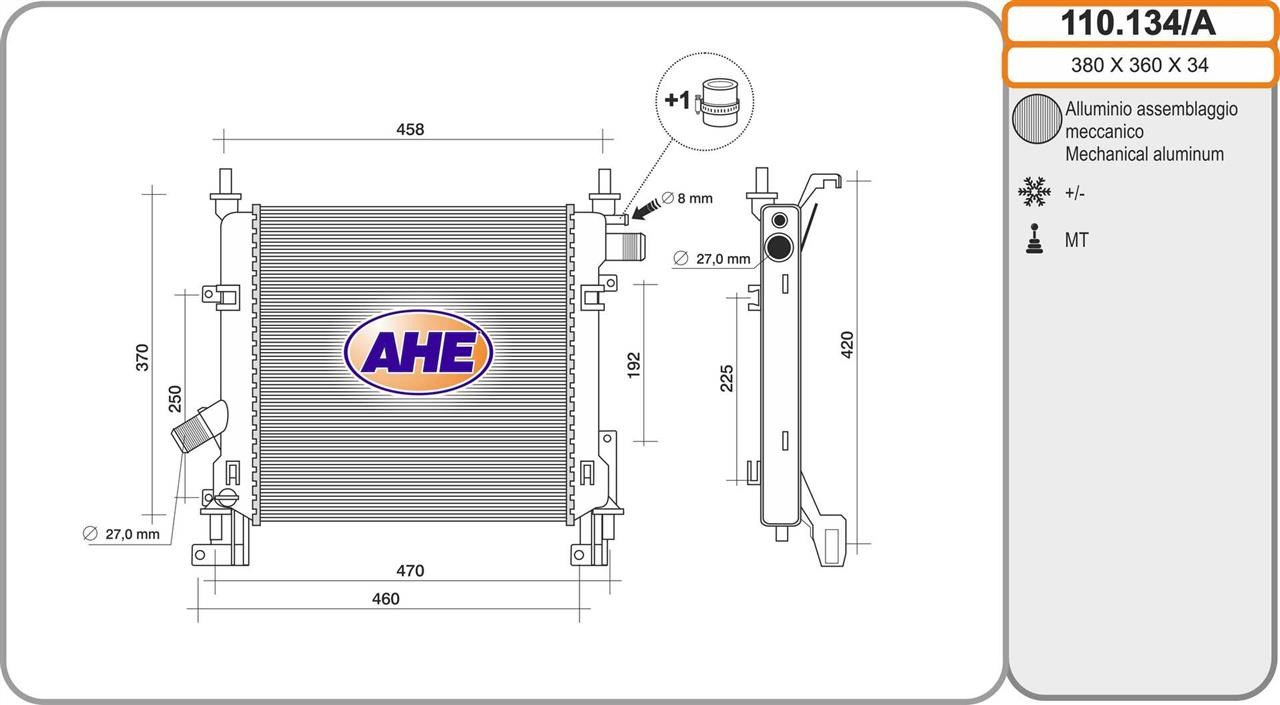 AHE 110.134/A Радіатор, система охолодження двигуна 110134A: Приваблива ціна - Купити у Польщі на 2407.PL!