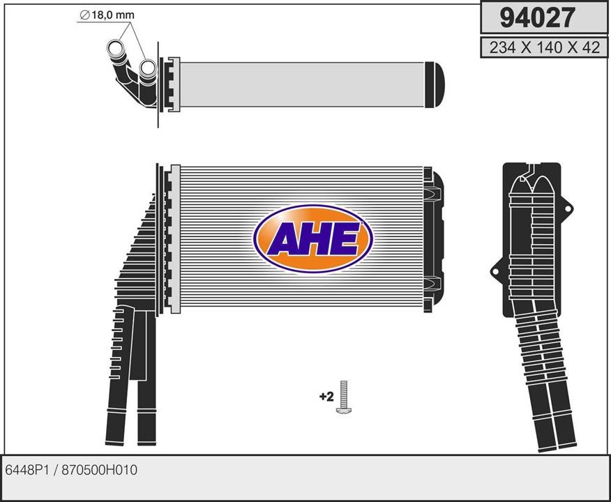 AHE 94027 Heat Exchanger, interior heating 94027: Buy near me in Poland at 2407.PL - Good price!