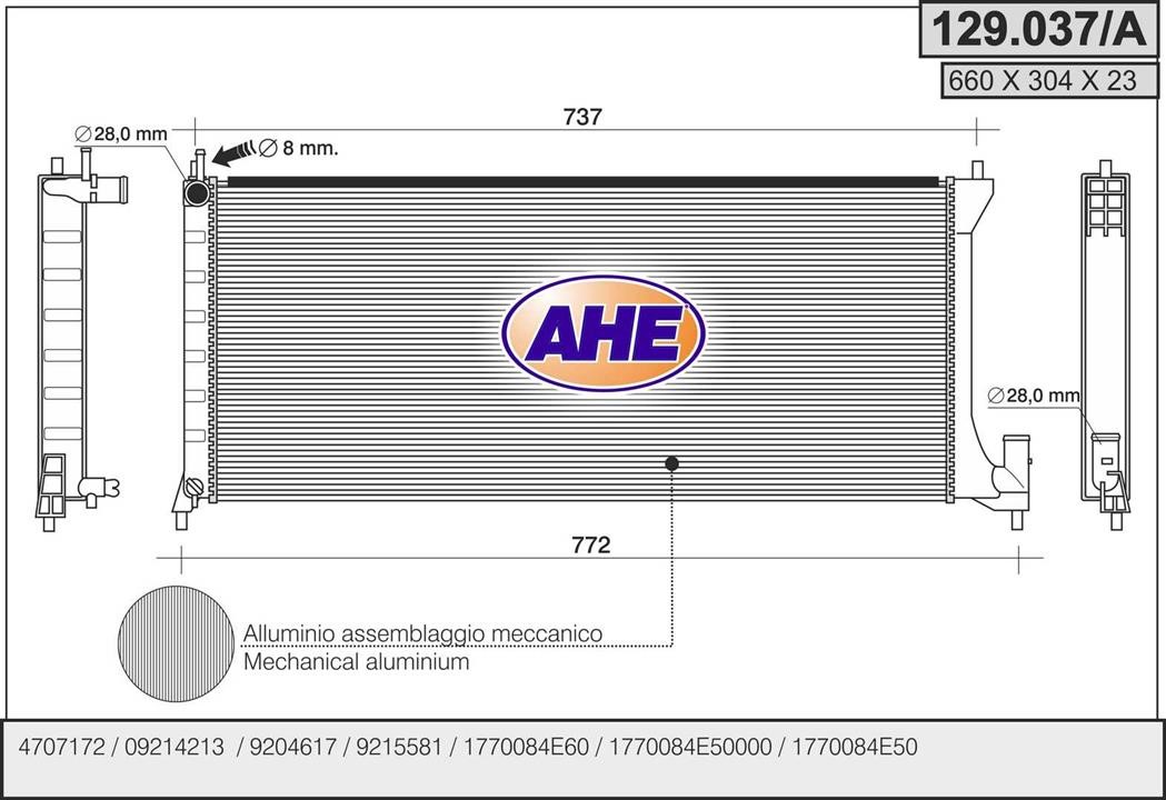 AHE 129.037/A Радіатор, система охолодження двигуна 129037A: Купити у Польщі - Добра ціна на 2407.PL!