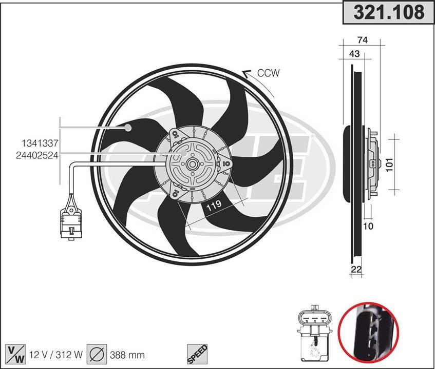 AHE 321.108 Fan, radiator 321108: Buy near me in Poland at 2407.PL - Good price!